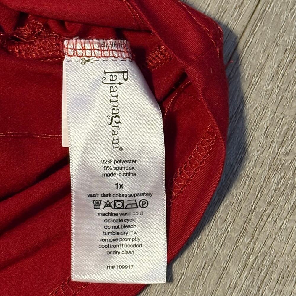 Pajamagram Sleep Top Womens 1X Red V-Neck Short Sleeve Pajama Shirt Soft - Picture 8 of 10